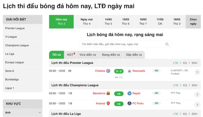 LỊCH THI ĐẤU 5 Hướng dẫn newbie xem lịch thi đấu đơn giản