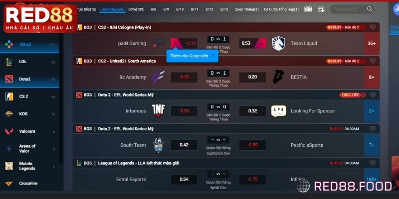 Esports RED88 - Cược Hấp Dẫn, Nhận Ngay Thưởng Về Tay Ngay 2 Ưu điểm thu hút cược thủ tham cá cược Esports
